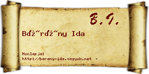 Bárány Ida névjegykártya