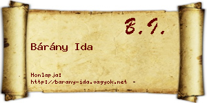 Bárány Ida névjegykártya