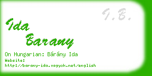 ida barany business card